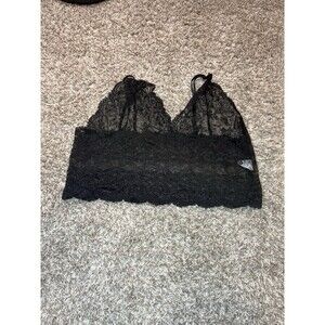 Black Lace Bralette XXL Sheer Floral Stretch Lingerie Polyamide Elastane